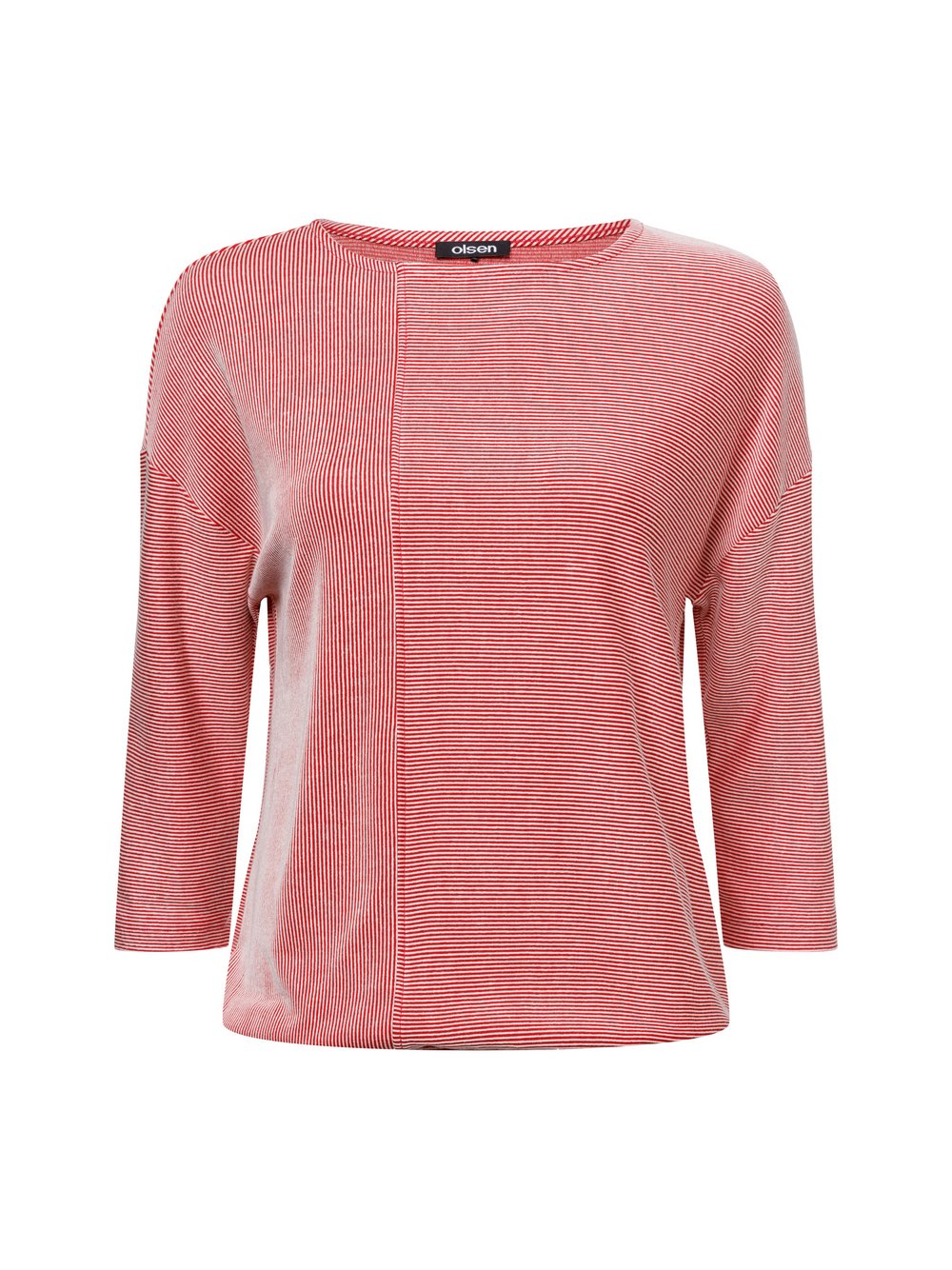 Olsen Langarmshirt Damen Viskose rot gestreift, 40