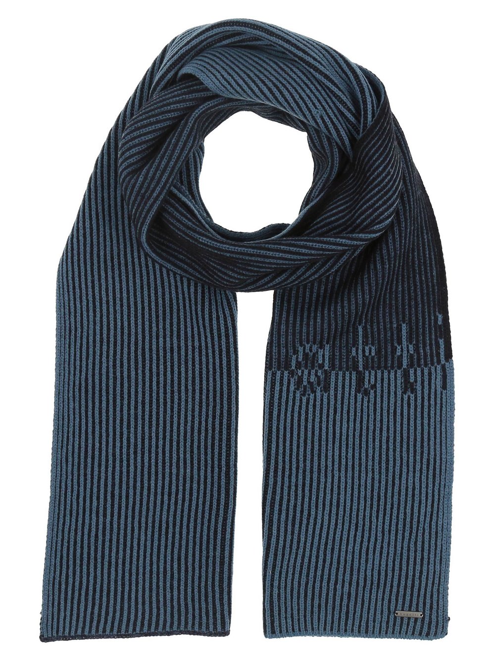 Thumbnail - Bugatti Schal Herren Wolle blau gestreift, ONE SIZE