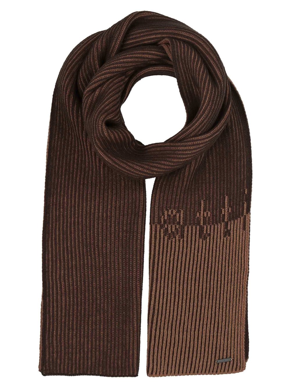 Thumbnail - Bugatti Schal Herren Wolle braun gestreift, ONE SIZE