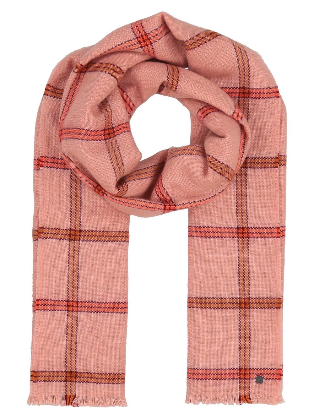 Fraas Schal Damen Wolle orange kariert, ONE SIZE