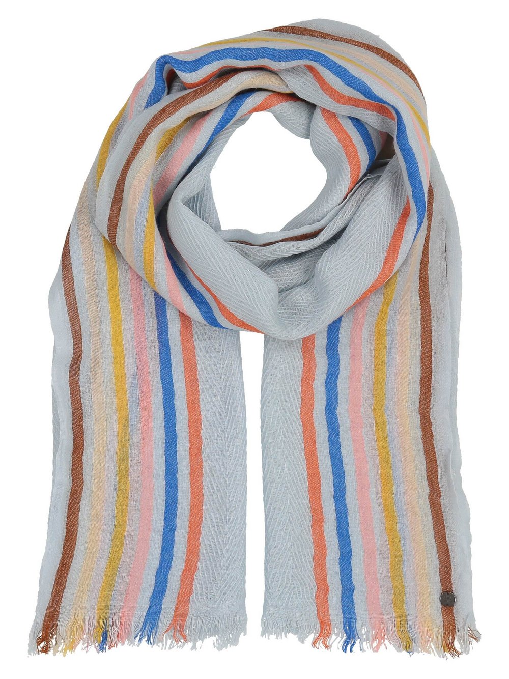 Fraas Schal Damen Wolle blau gestreift, ONE SIZE