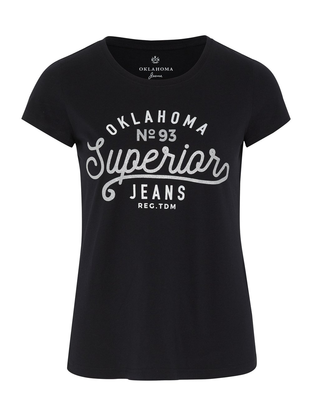 Oklahoma Jeans T-Shirt Damen Baumwolle schwarz bedruckt, S