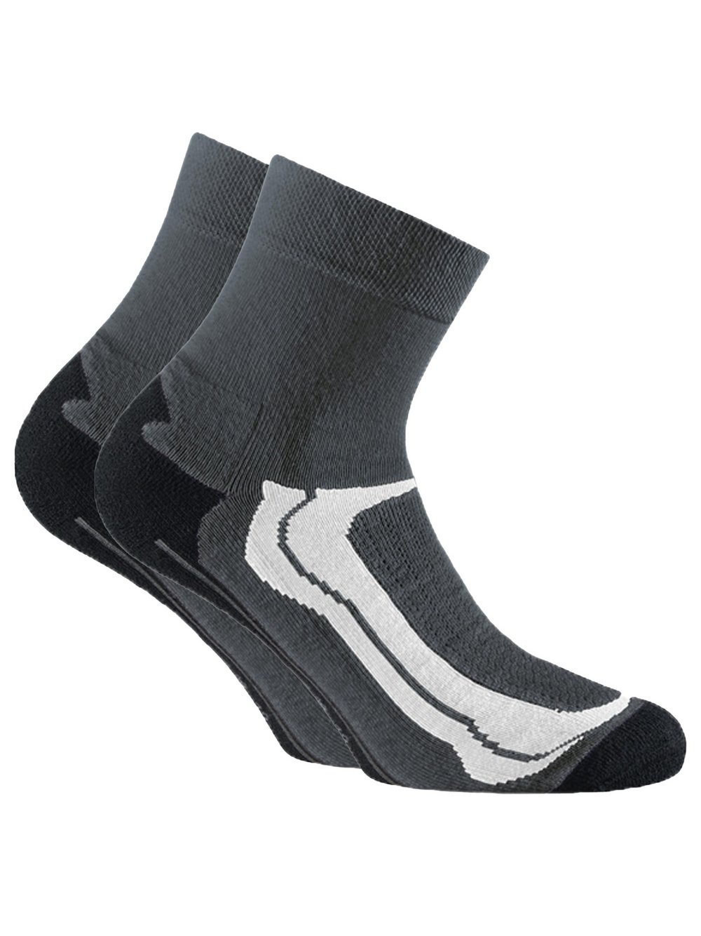 Rohner Socken 2er Pack Herren Baumwolle grau gemustert, 43-46