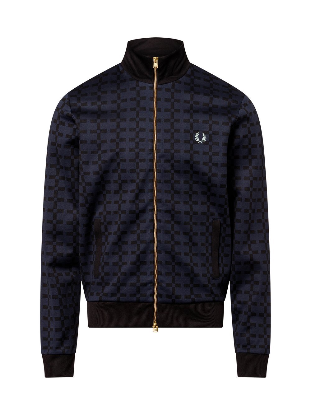 Fred Perry Sweatjacke Herren Baumwolle blau gemustert, XL