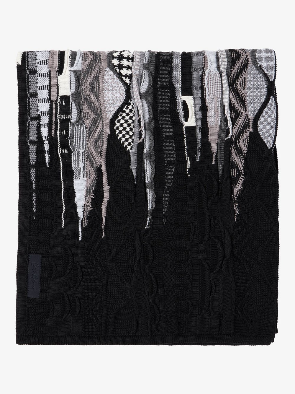 Carlo Colucci Strickschal  Herren Baumwolle schwarz gemustert, ONE SIZE