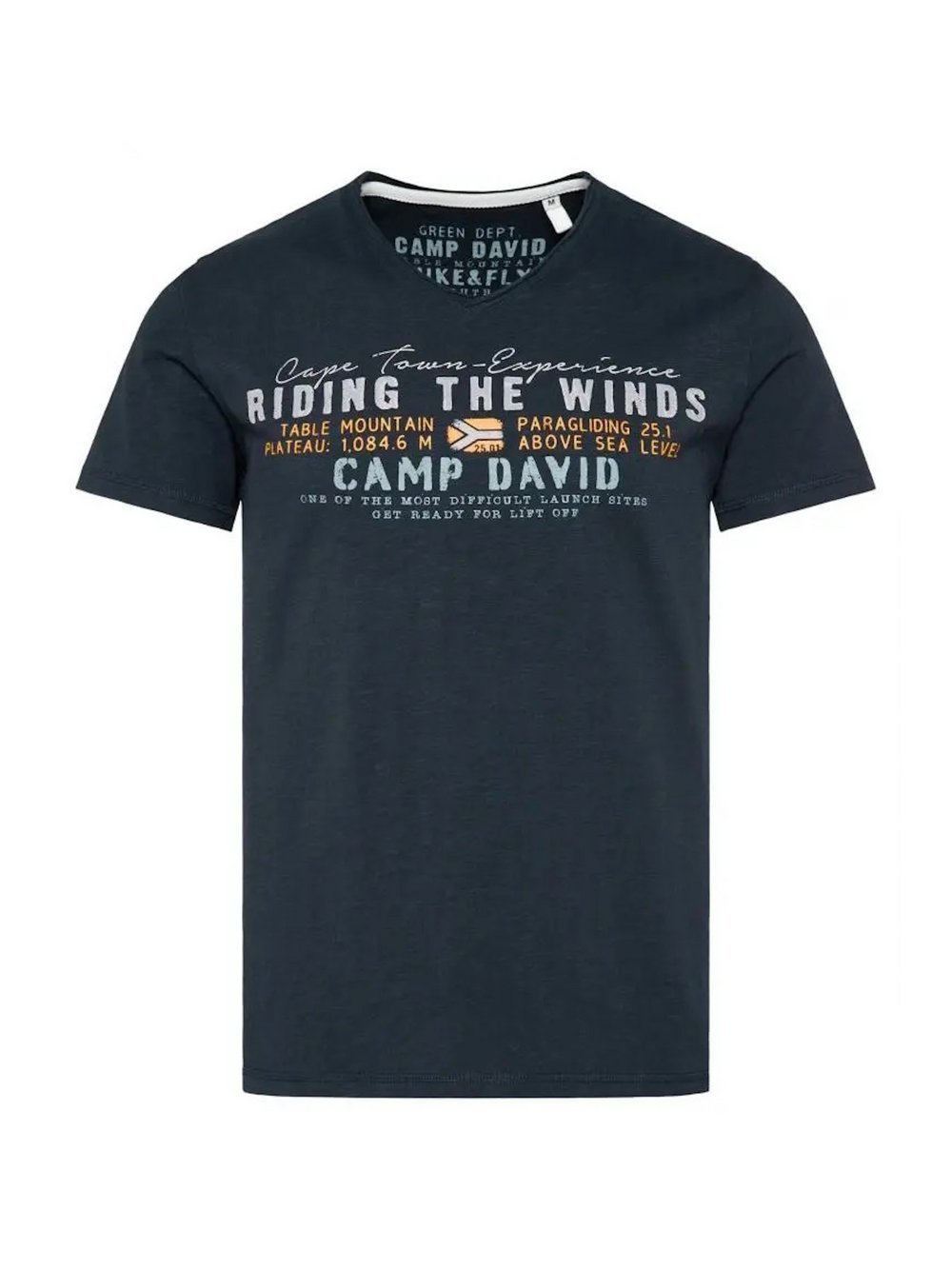 Camp David T-Shirt Herren Baumwolle blau bedruckt, XXL