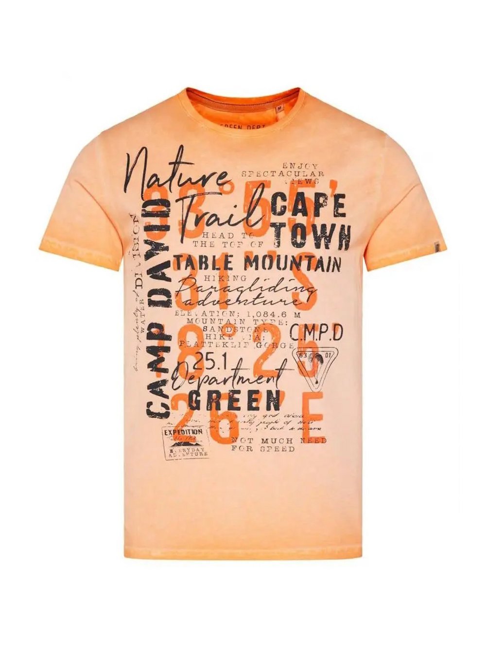 Camp David T-Shirt Herren Baumwolle orange bedruckt, XL