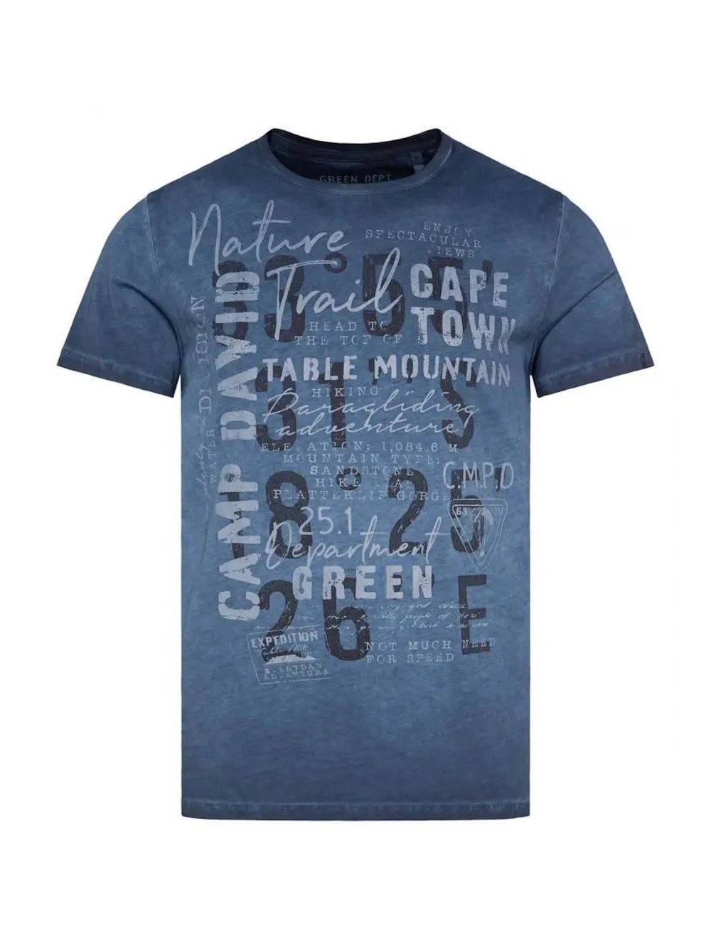 Camp David T-Shirt Herren Baumwolle blau bedruckt, M