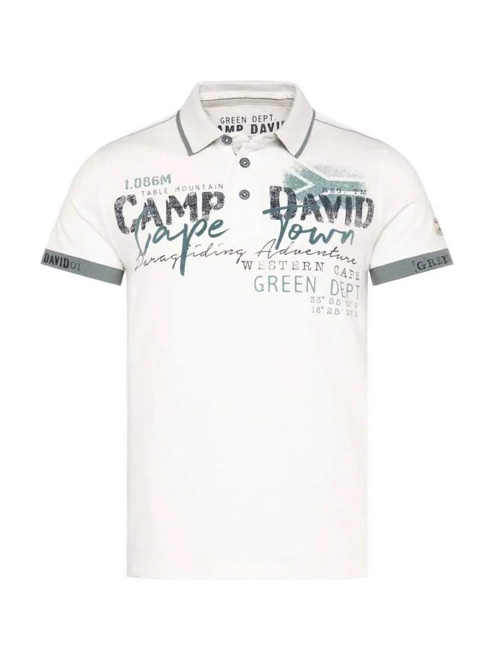 Camp David Poloshirt Herren Baumwolle weiß bedruckt, XXL