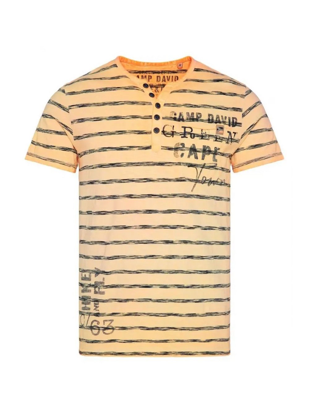 Camp David T-Shirt Herren Baumwolle orange gestreift, M