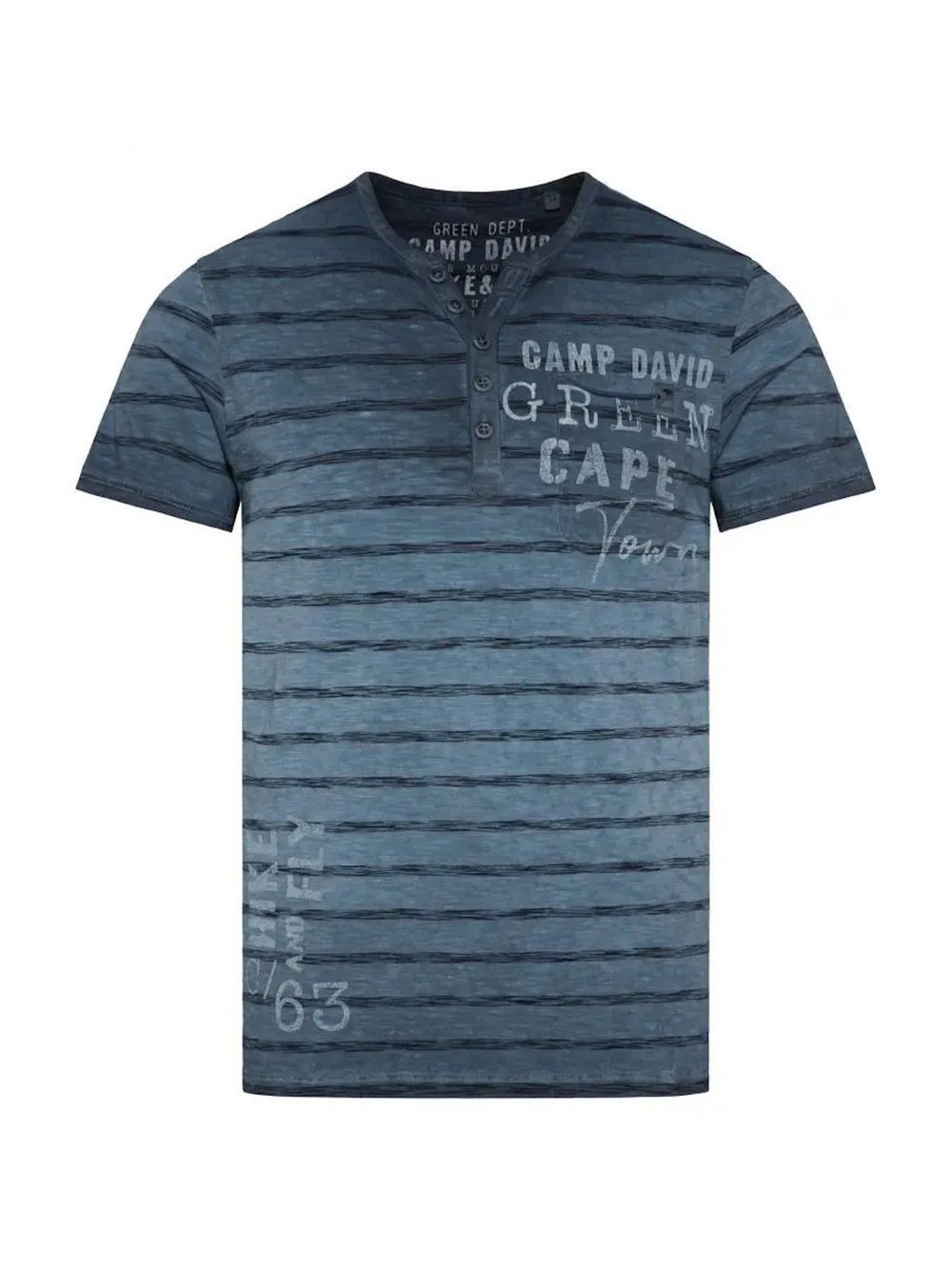 Camp David T-Shirt Herren Baumwolle blau gestreift, L