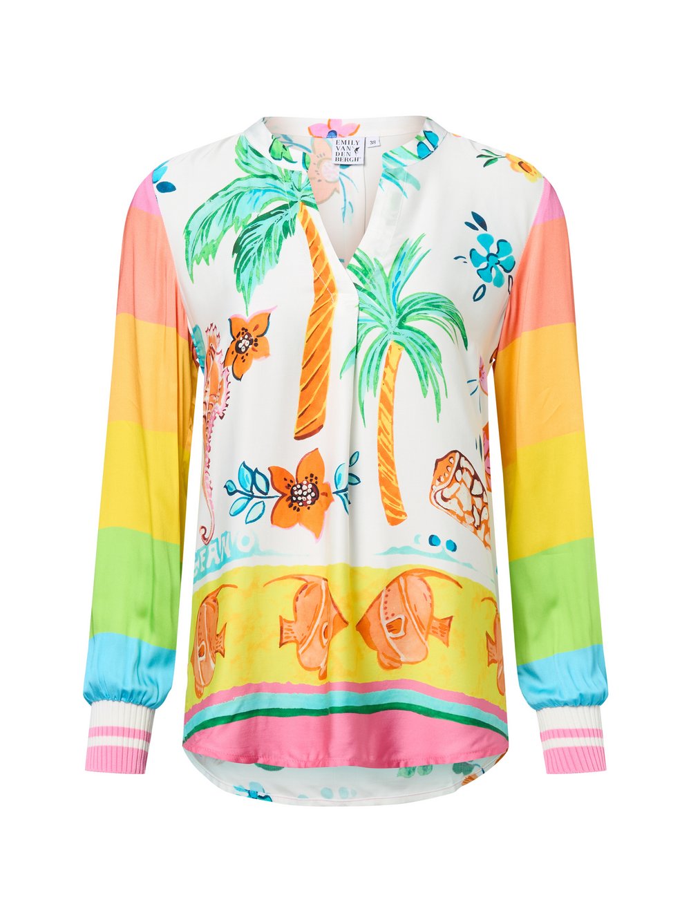 Emily van den Bergh Multi Beach Comic Damen Viskose mehrfarbig gemustert, 40