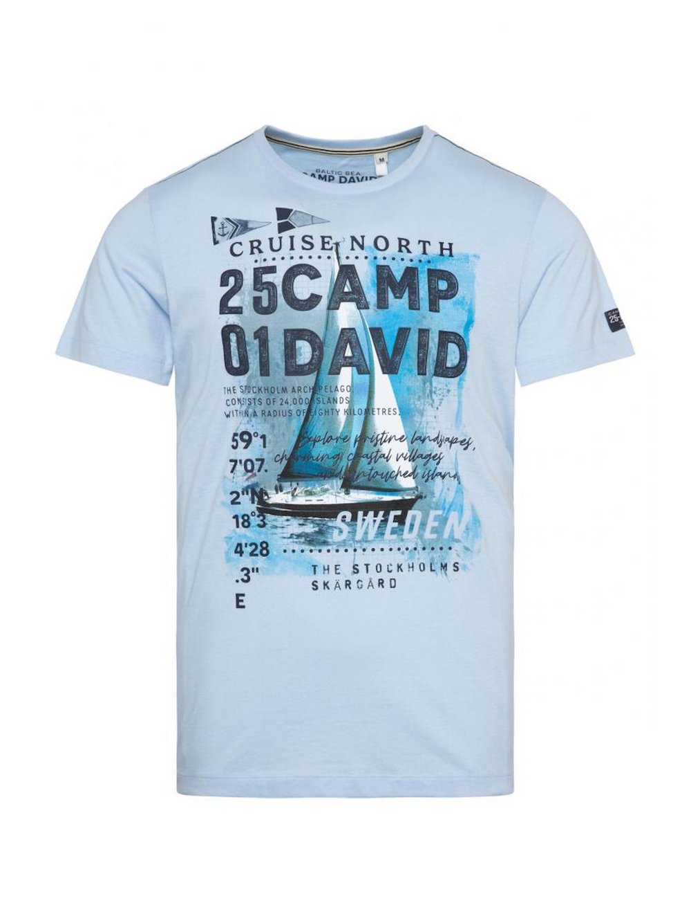 Camp David T-Shirt Herren Baumwolle blau bedruckt, L