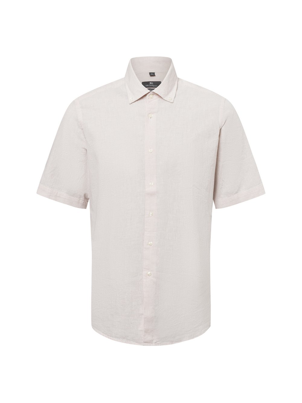 Nils Sundström Freizeithemd mit Leinen-Anteil Herren Modern Fit Baumwolle beige gemustert, M