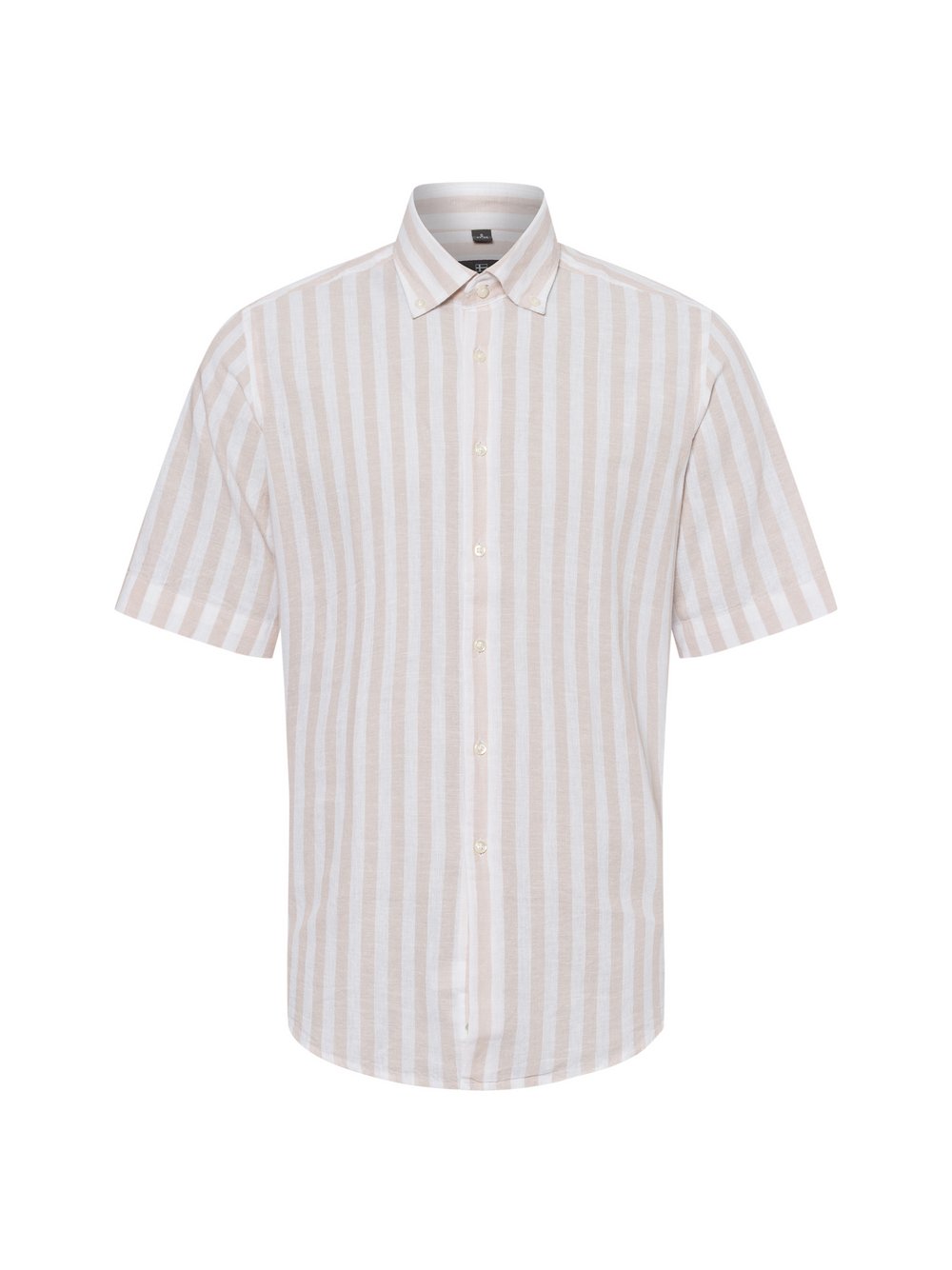 Nils Sundström Freizeithemd mit Leinen-Anteil Herren Modern Fit Baumwolle beige gestreift, XXL