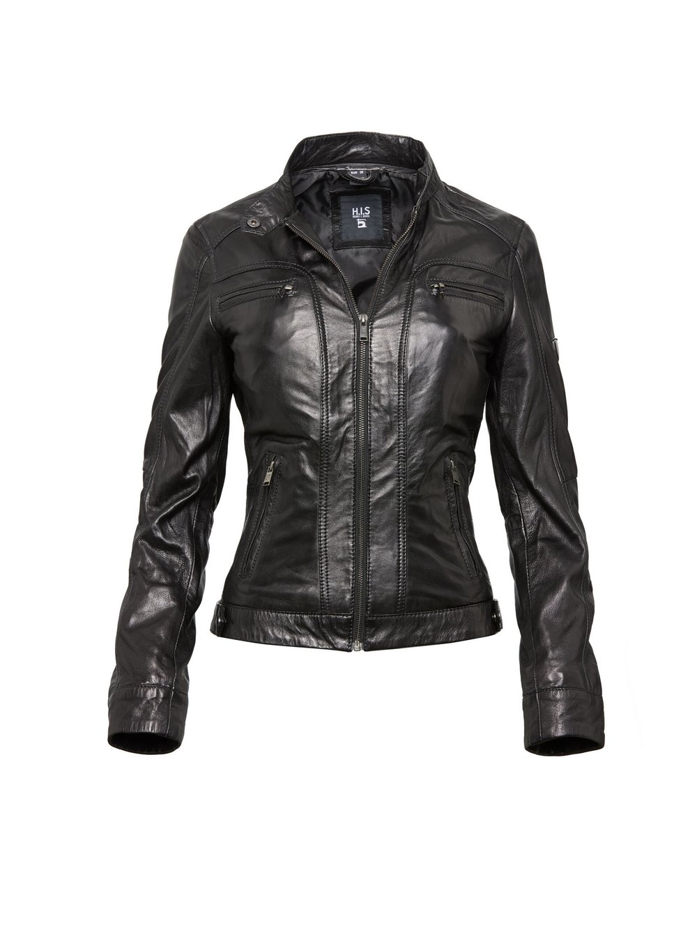 HIS Lederjacke Damen schwarz, 40