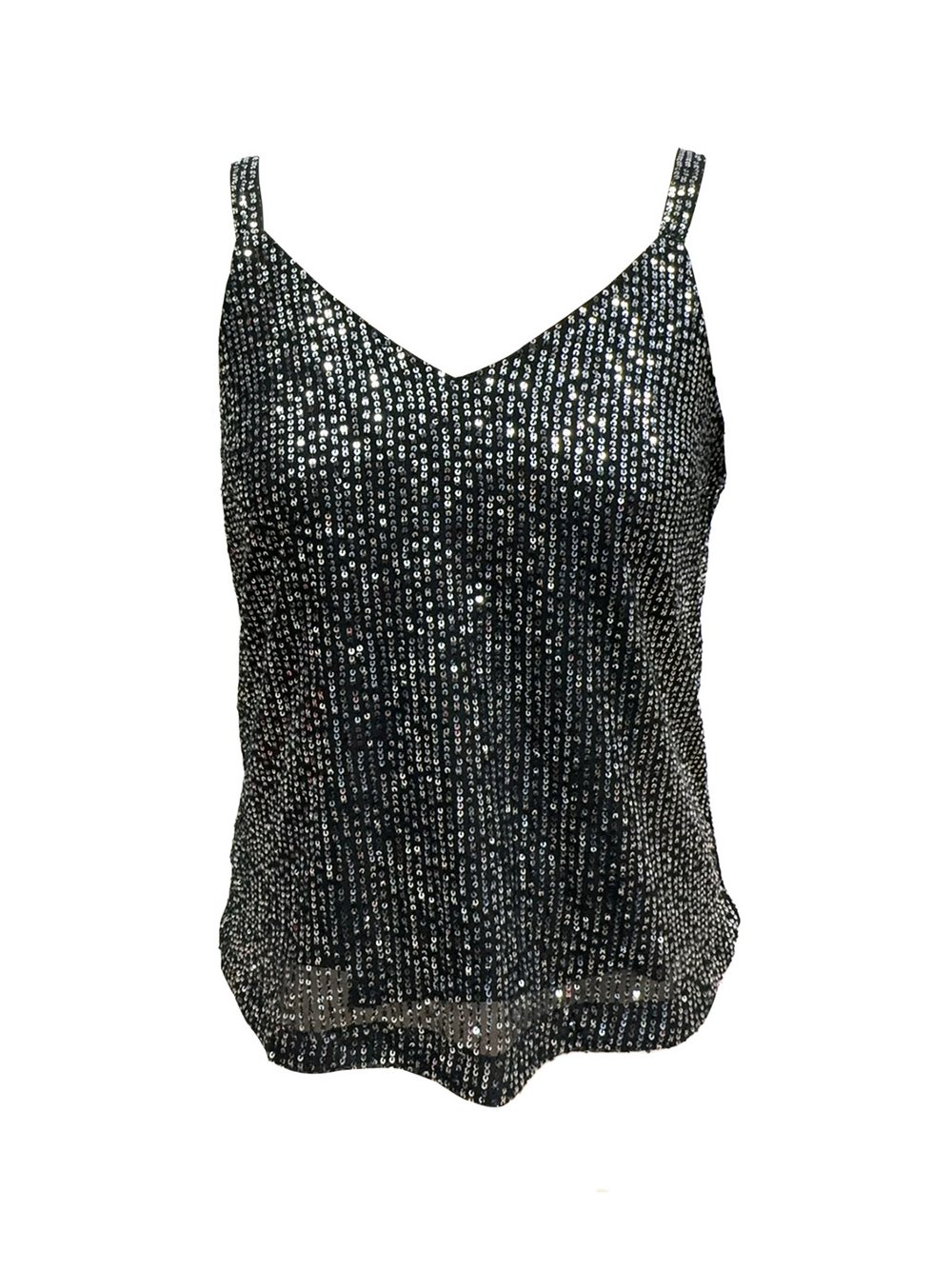 GINI LONDON Spaghettiträger Top Damen schwarz, M/L