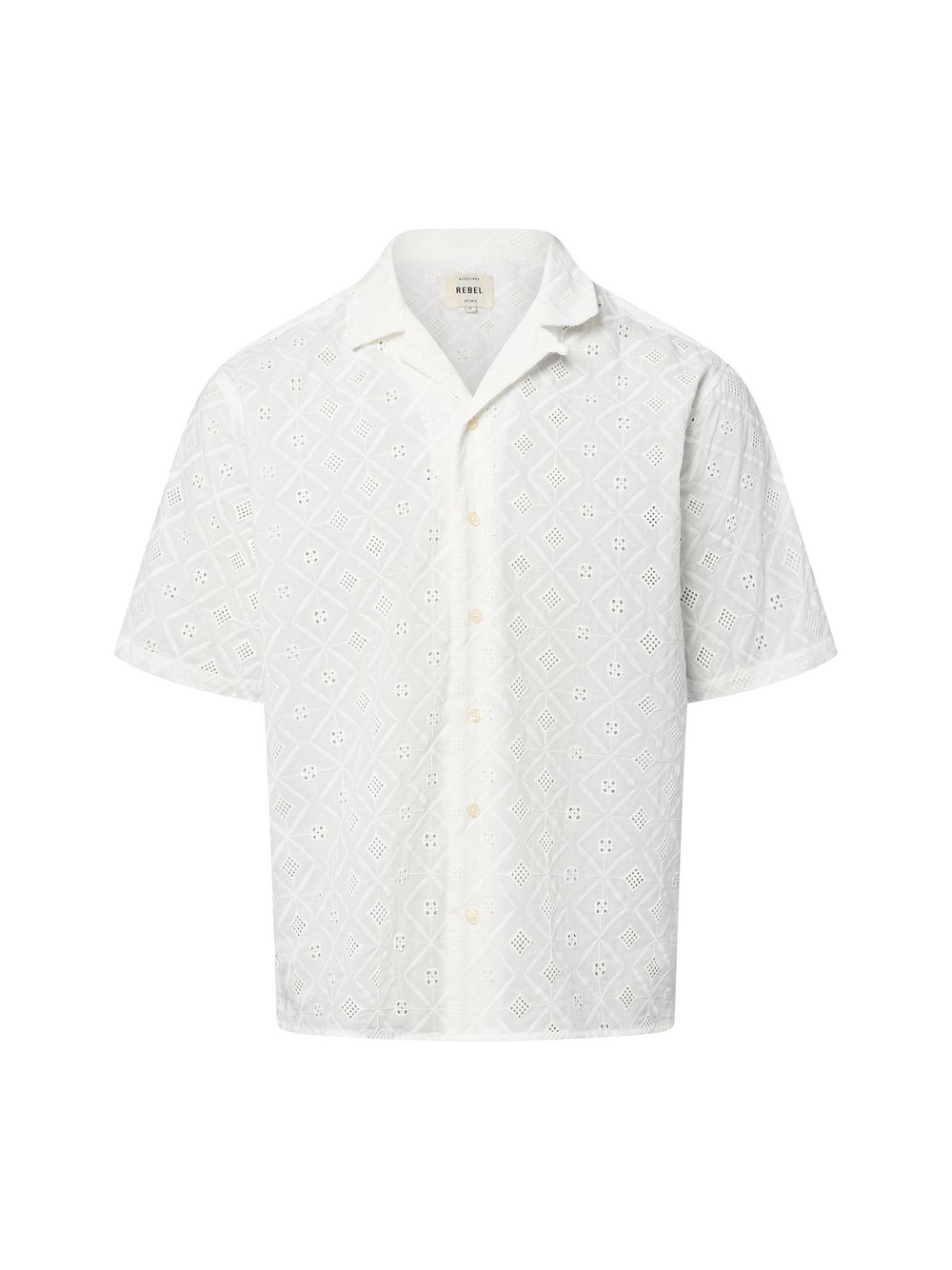 Redefined Rebel Freizeithemd Herren Modern Fit Baumwolle weiß strukturiert, M