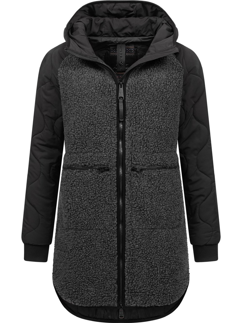 Ragwear Fellimitatmantel Damen schwarz, M