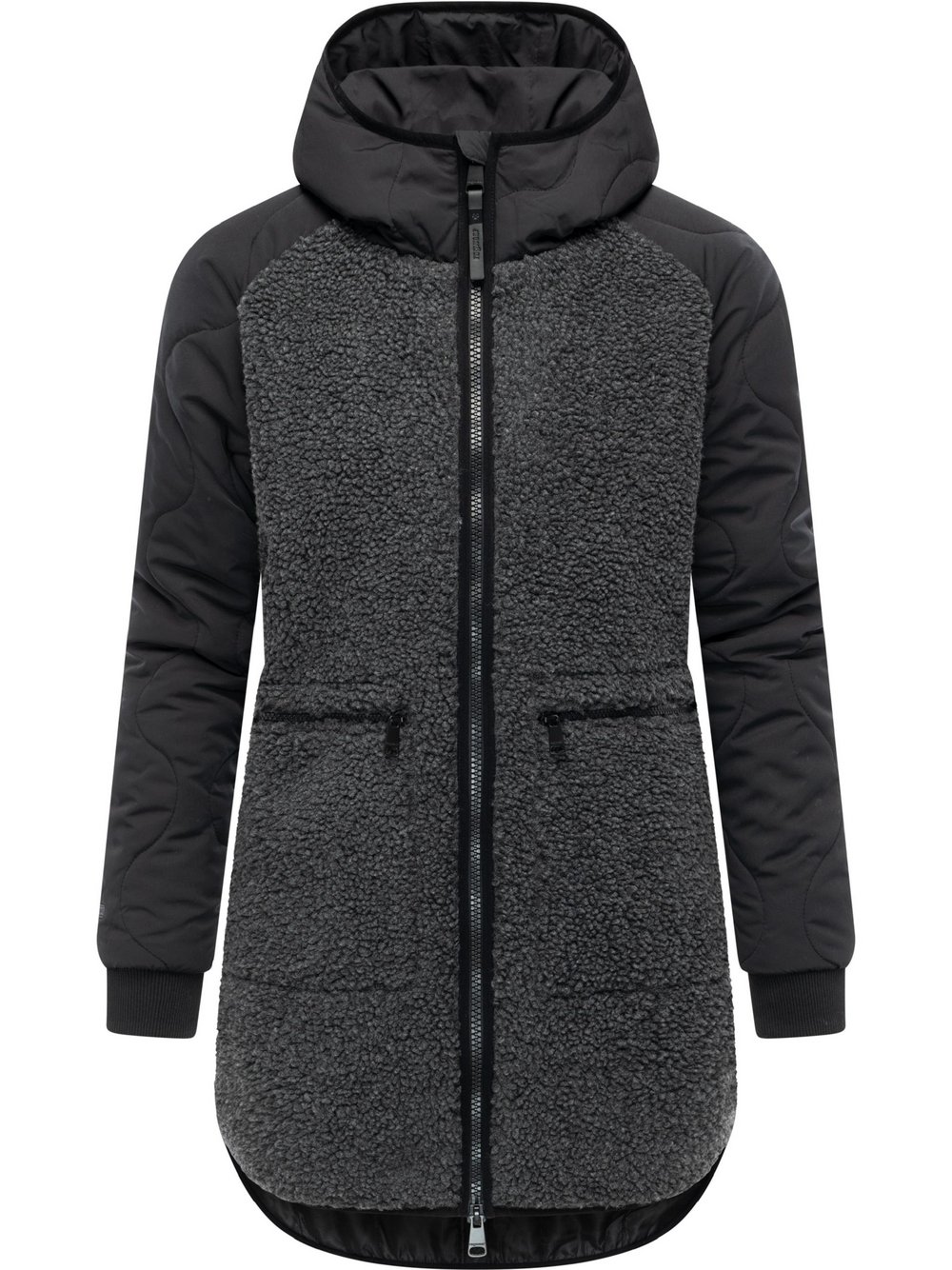 Ragwear Fellimitatmantel Damen schwarz, M