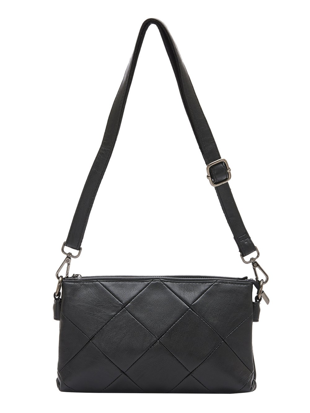 Faina Handtasche Damen Viskose schwarz kariert, ONE SIZE