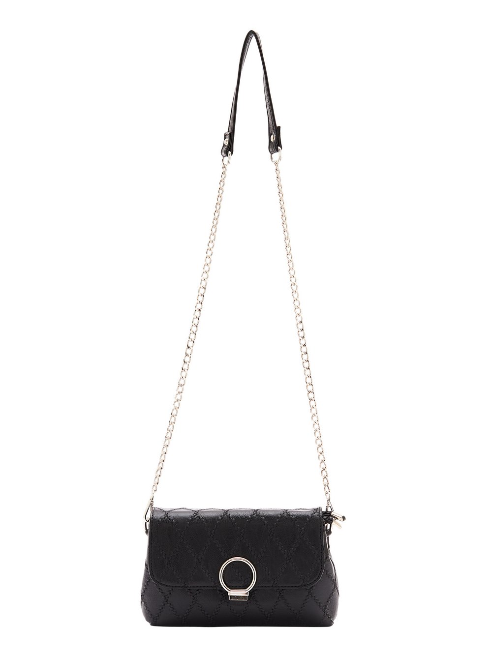 Faina Handtasche Damen Viskose schwarz kariert, ONE SIZE