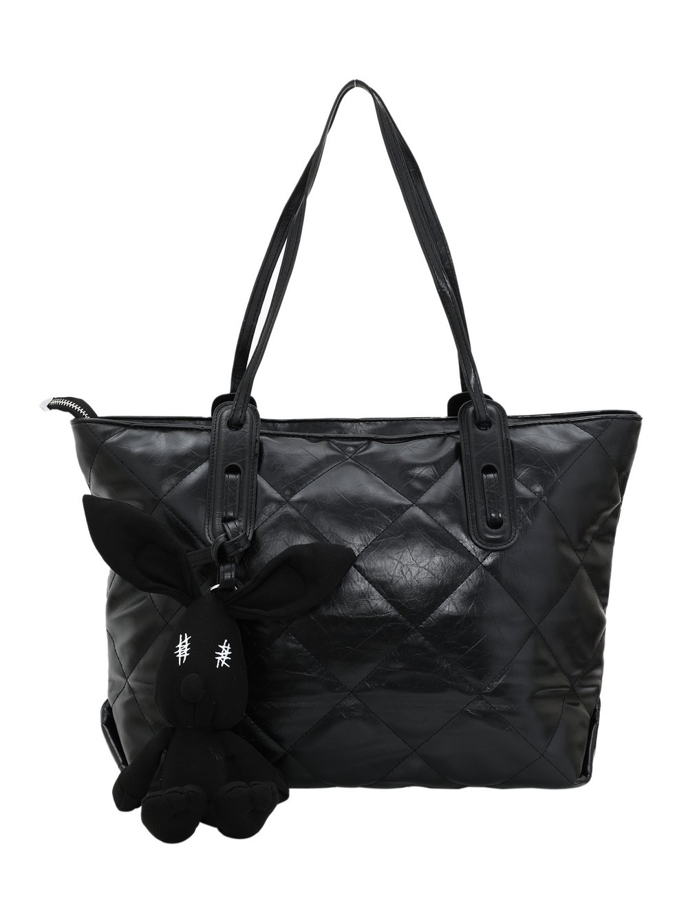 Faina Handtasche Damen Viskose schwarz kariert, ONE SIZE