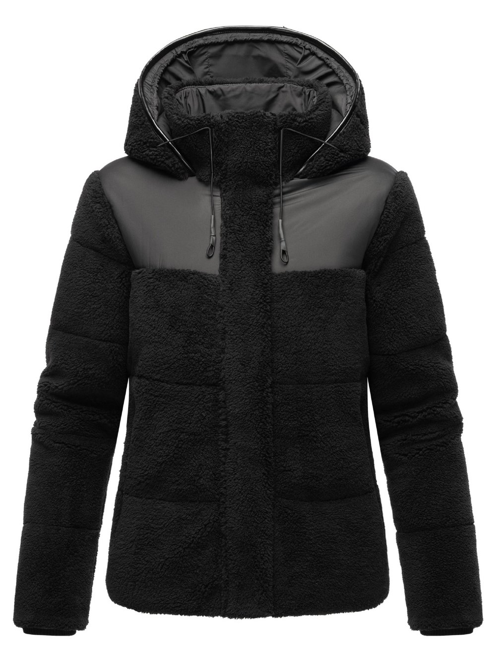 Marikoo Kapuzenplüschjacke Damen schwarz, M