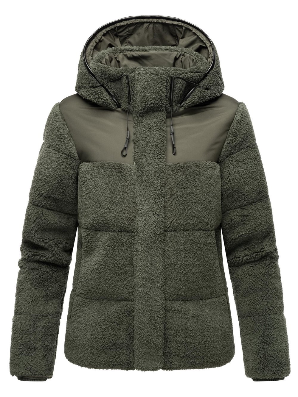 Marikoo Kapuzenplüschjacke Damen grün, XL