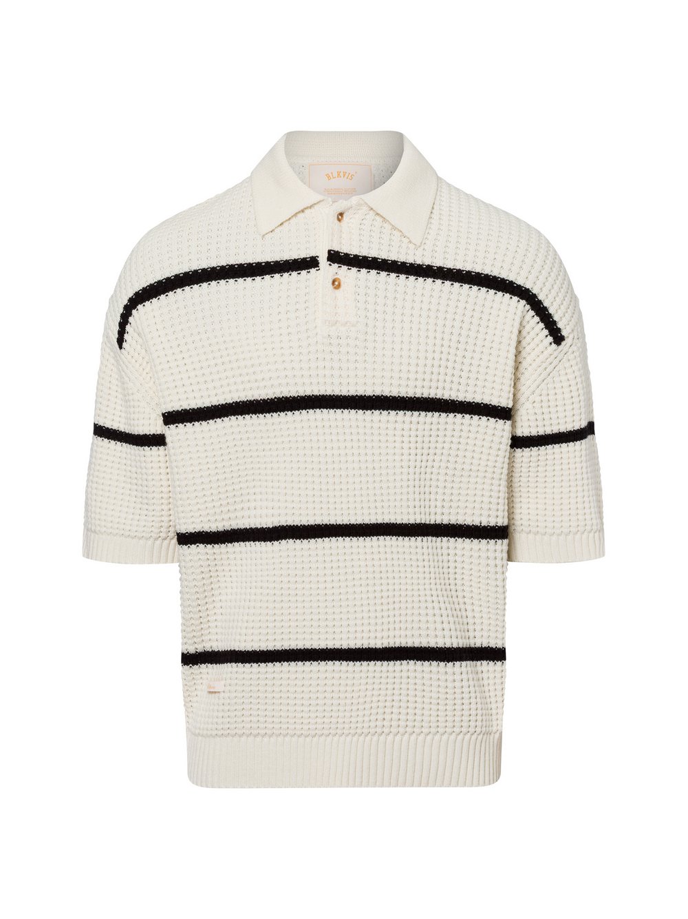 BLKVIS Kurzarm-Pullover mit Woll-Anteil Herren Wolle weiß gestreift, XL