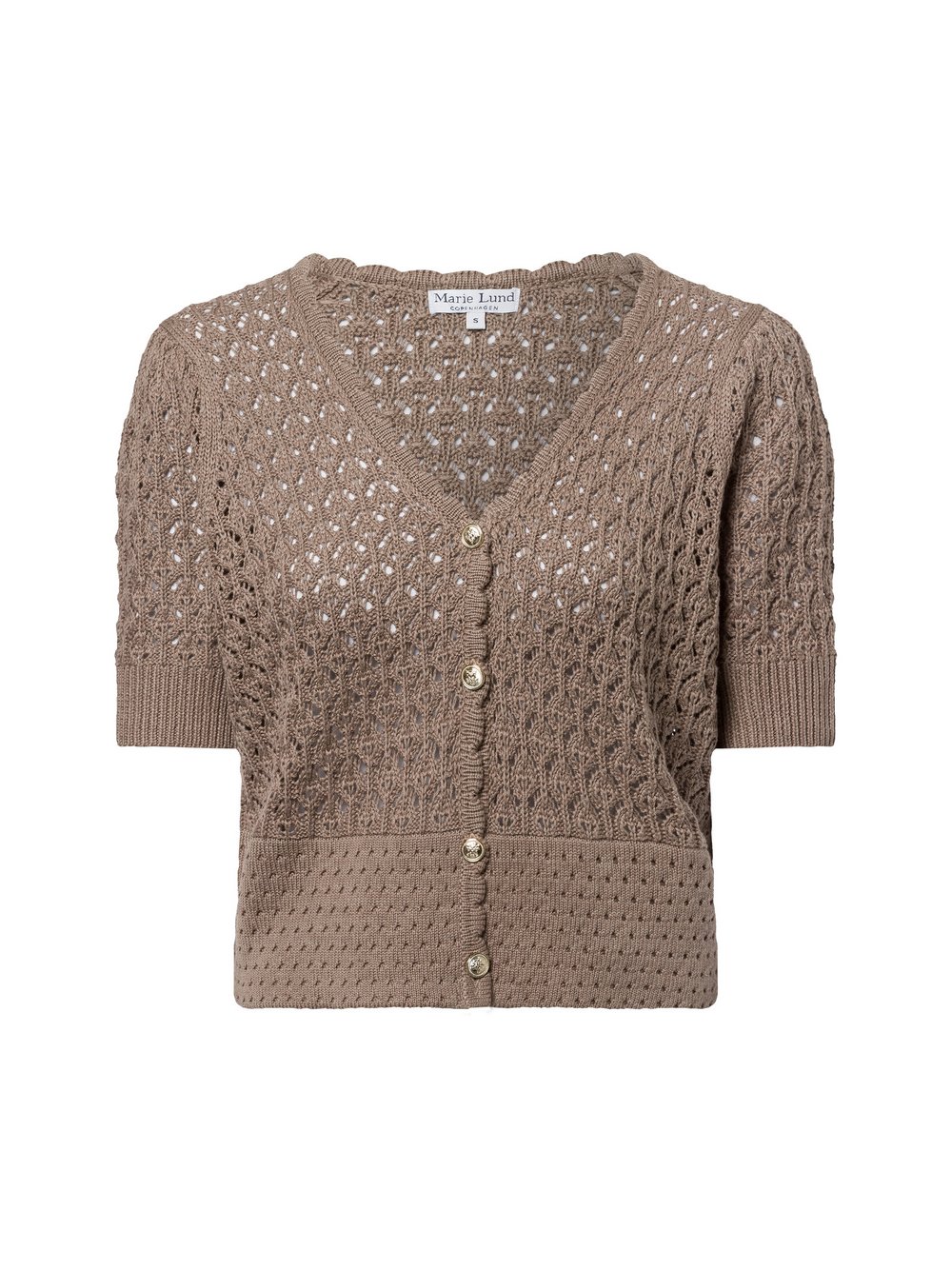 Marie Lund Strickjacke Damen Baumwolle braun strukturiert, L