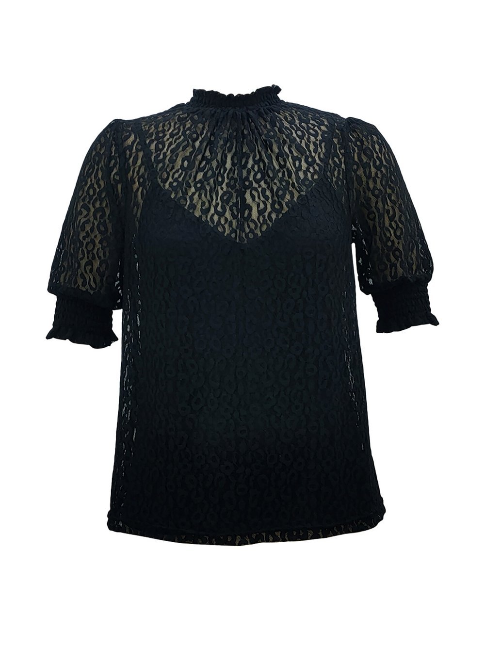 GINI LONDON Spaghettiträger Top Damen Polyamid schwarz gemustert, 12