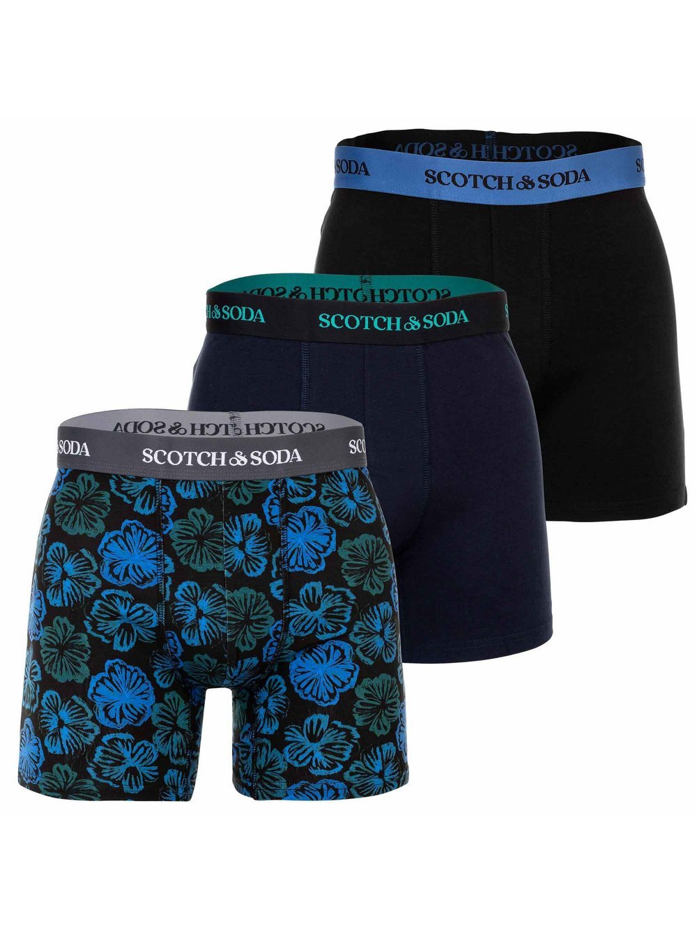 Scotch & Soda Boxershort 3er Pack Herren Baumwolle mehrfarbig gemustert, L