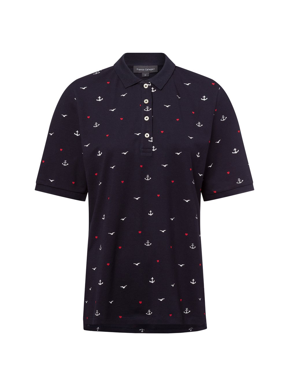 Franco Callegari Poloshirt Damen Baumwolle blau bedruckt, L