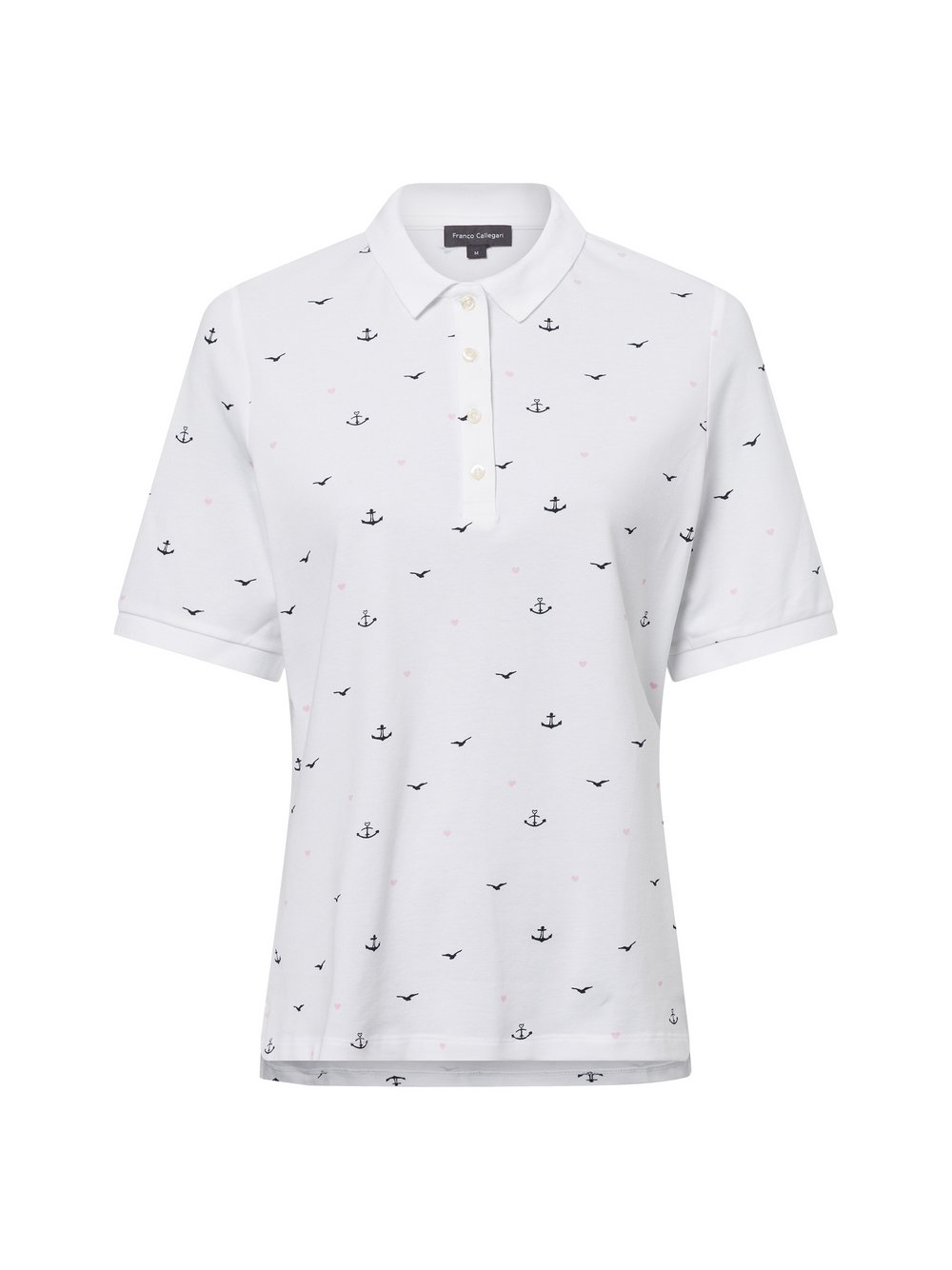 Franco Callegari Poloshirt Damen Baumwolle weiß bedruckt, M
