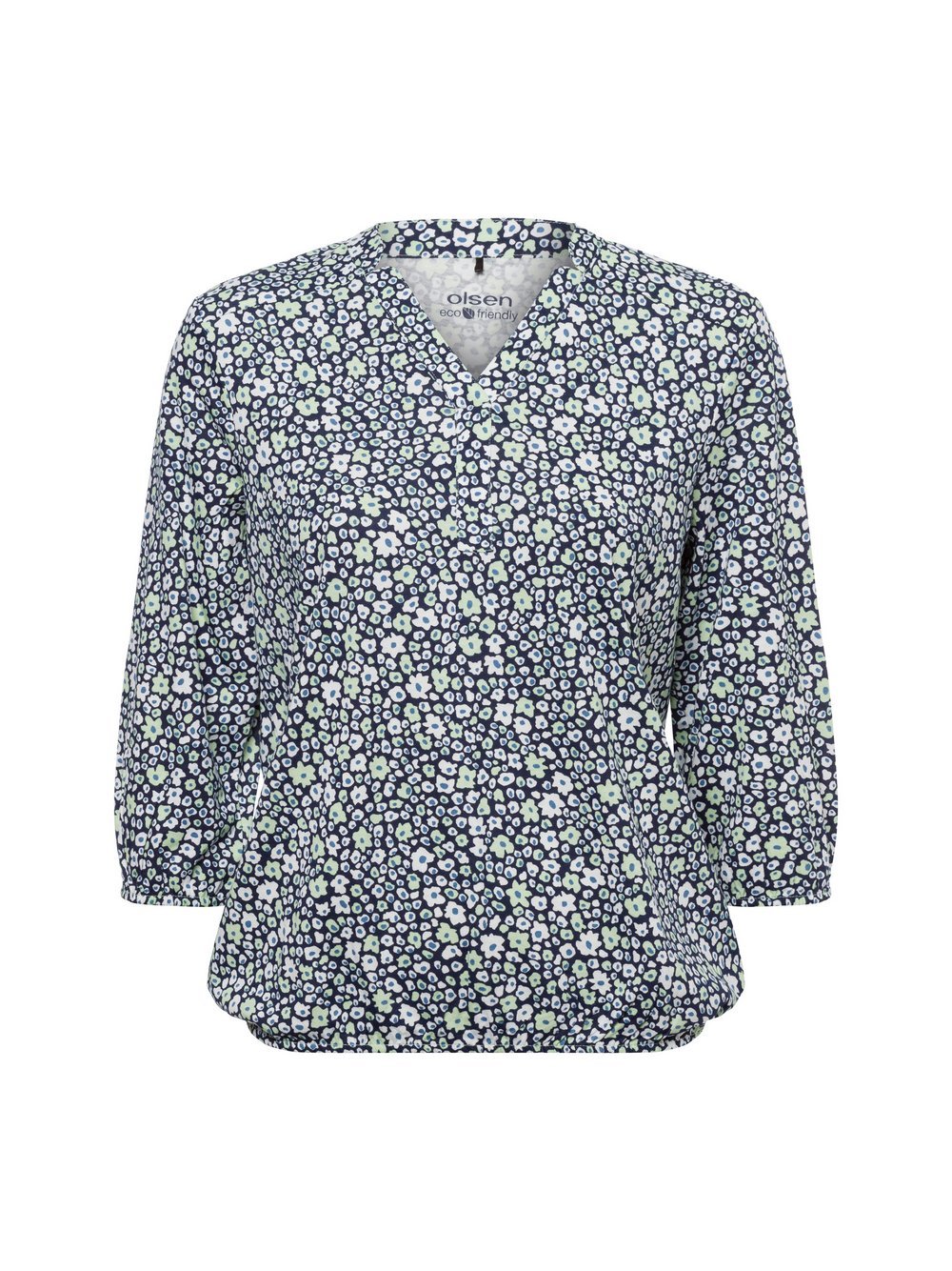 Olsen Langarmshirt Damen Baumwolle grün gemustert, 36