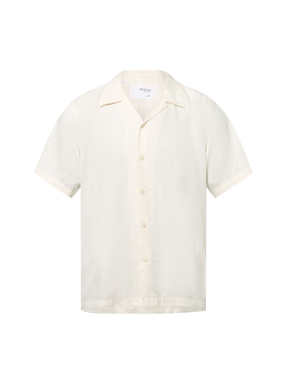 Selected Kurzarm-Hemd mit Leinen-Anteil Herren Regular Fit Lyocell weiß, L