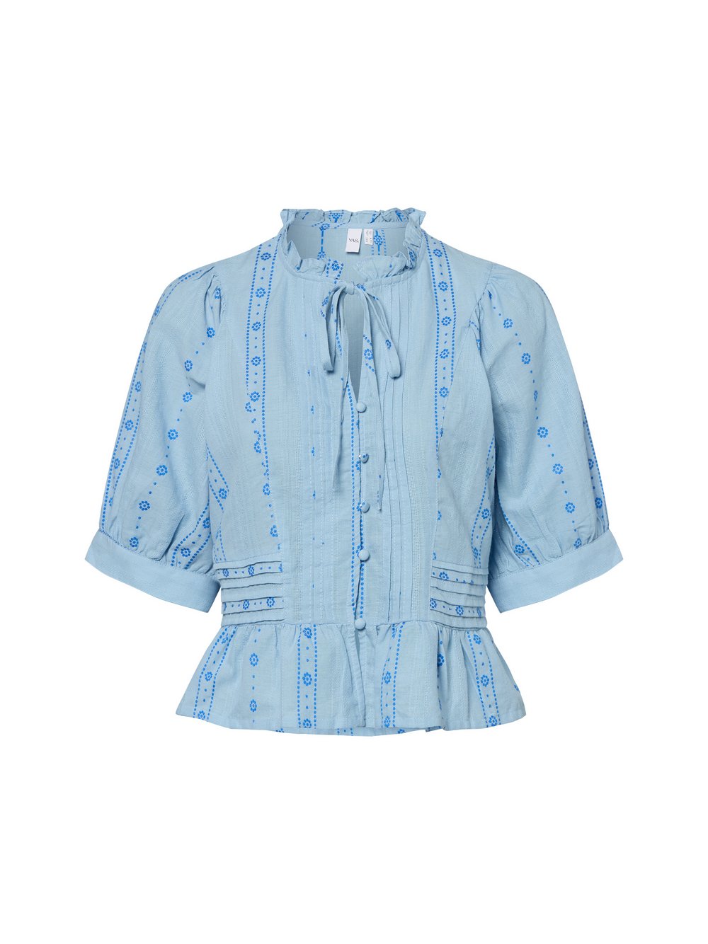 Y.A.S Sommerbluse Damen Baumwolle blau gemustert, 34