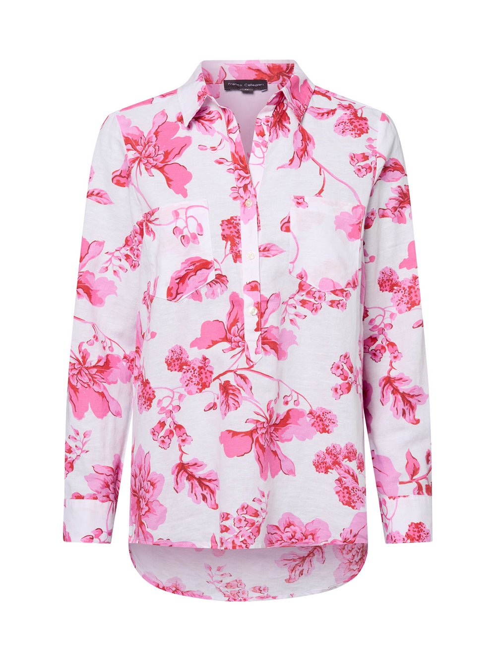 Franco Callegari Tunikabluse mit Leinenanteil Damen Baumwolle pink gemustert, 36