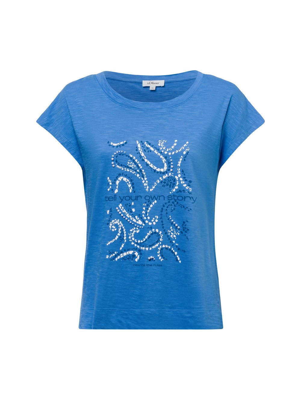 s.Oliver T-Shirt Damen Baumwolle blau bedruckt, 44