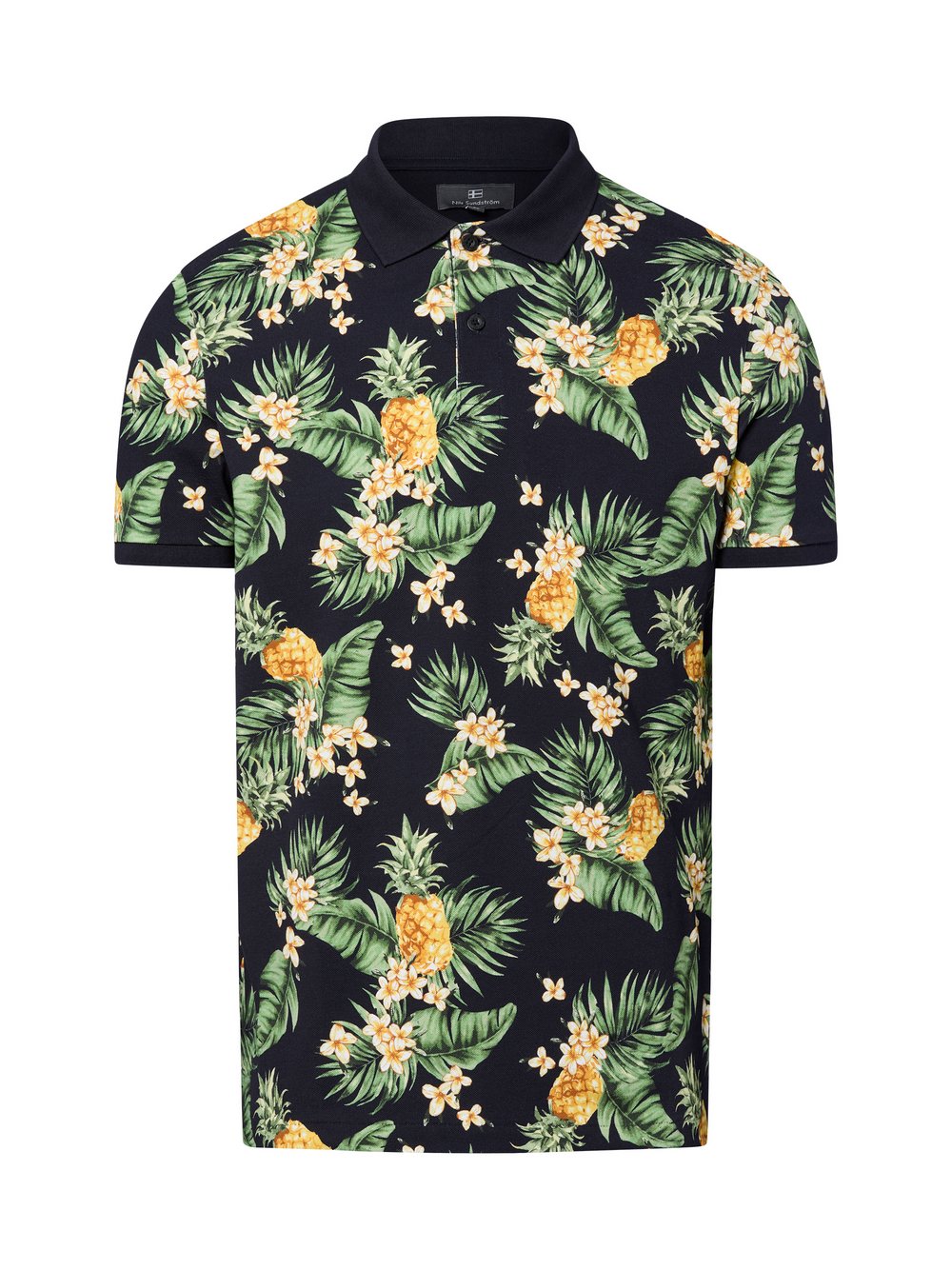 Nils Sundström Poloshirt Herren Baumwolle mehrfarbig gemustert, L