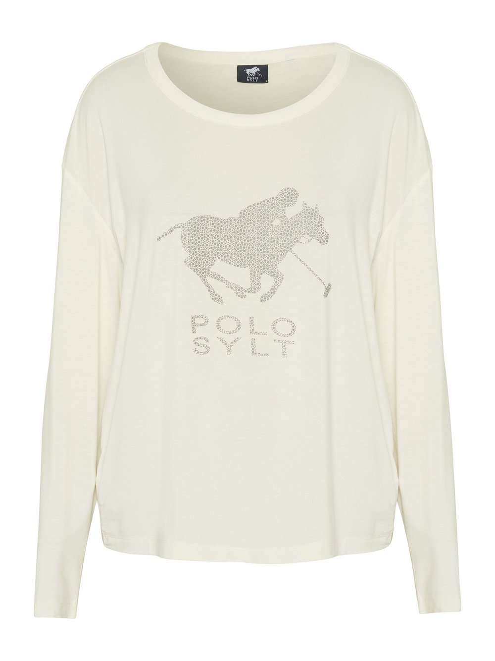 Polo Sylt Langarmshirt Damen Viskose weiß bedruckt, M