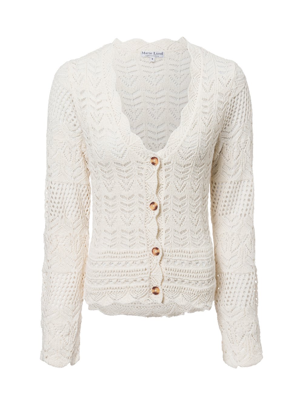 Marie Lund Strickjacke Damen Grobstrick weiß strukturiert, XL