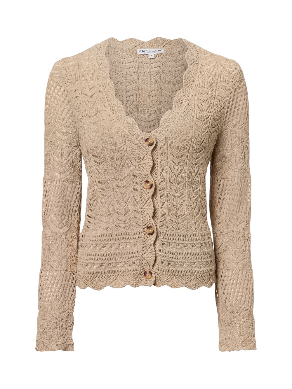Marie Lund Strickjacke Damen Grobstrick braun strukturiert, XL