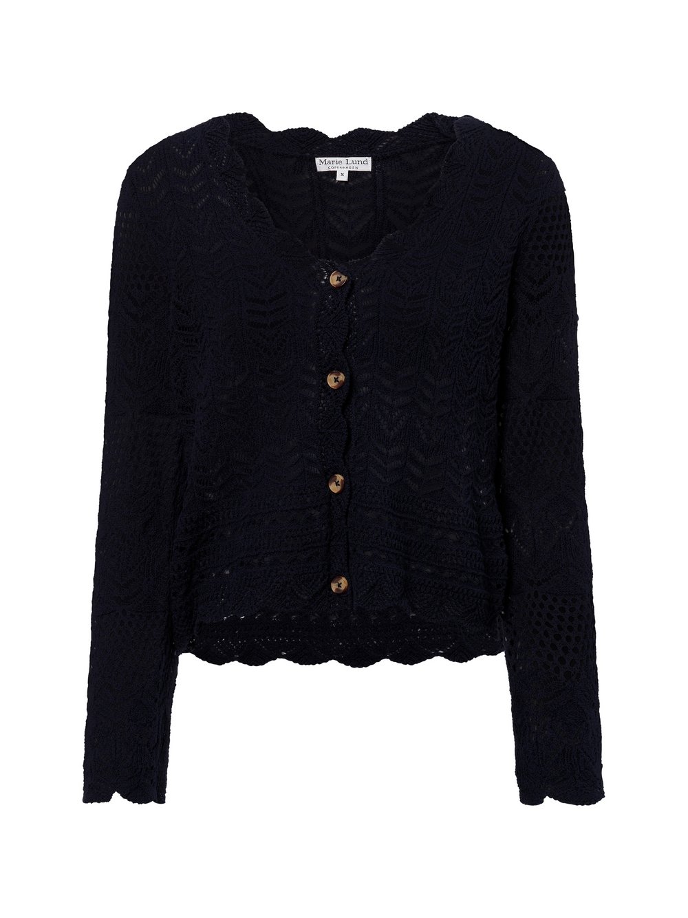 Marie Lund Strickjacke Damen Grobstrick blau strukturiert, S