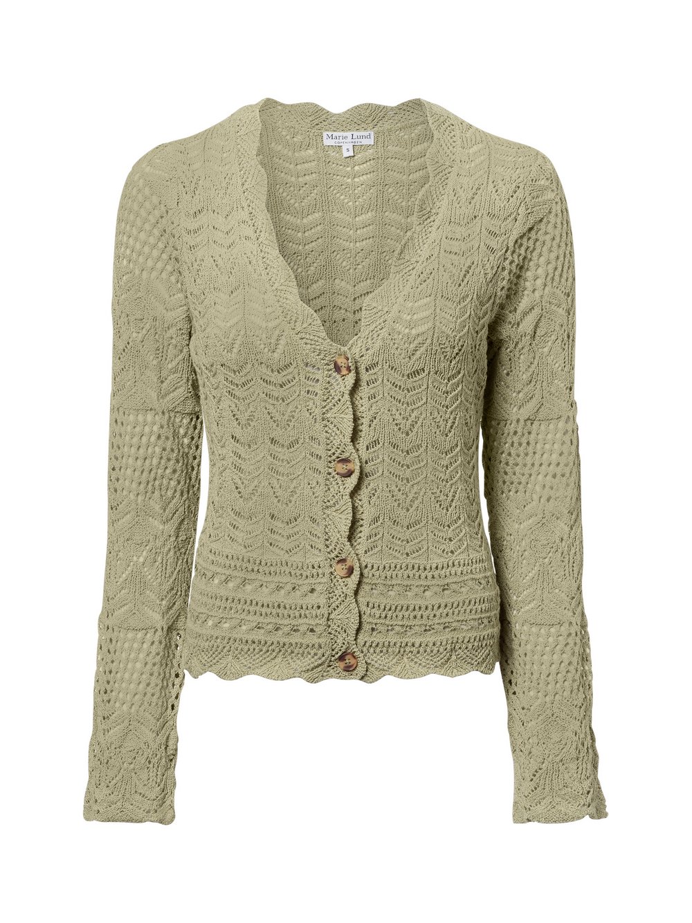 Marie Lund Strickjacke Damen Grobstrick grün strukturiert, L