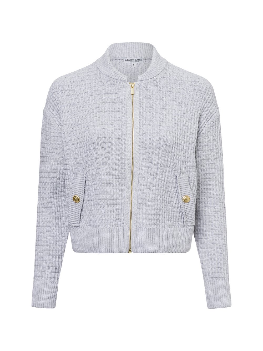 Marie Lund Strickjacke Damen Baumwolle grau strukturiert, XL