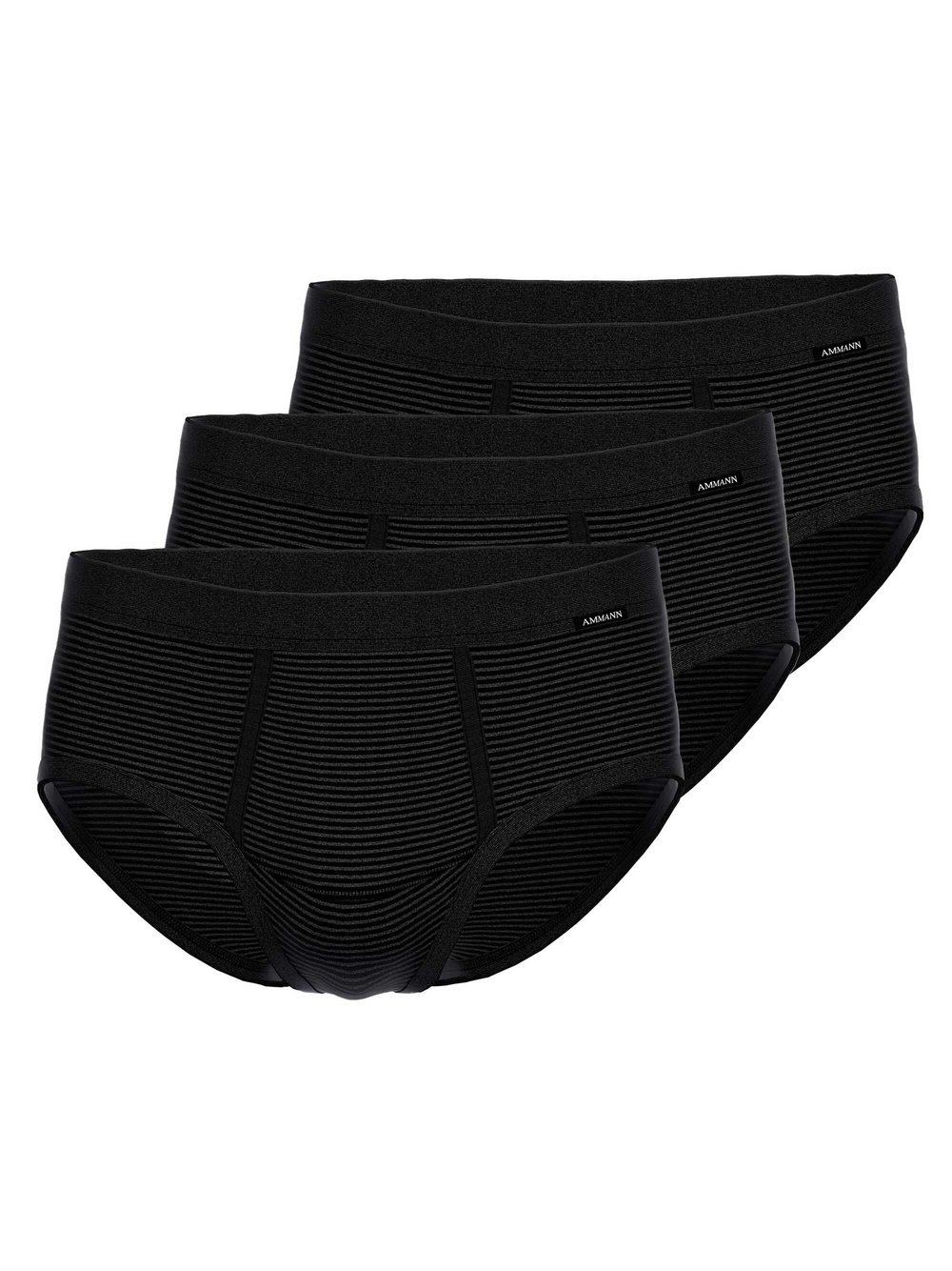 Ammann Slip 3er Pack Herren Baumwolle grau gestreift, M