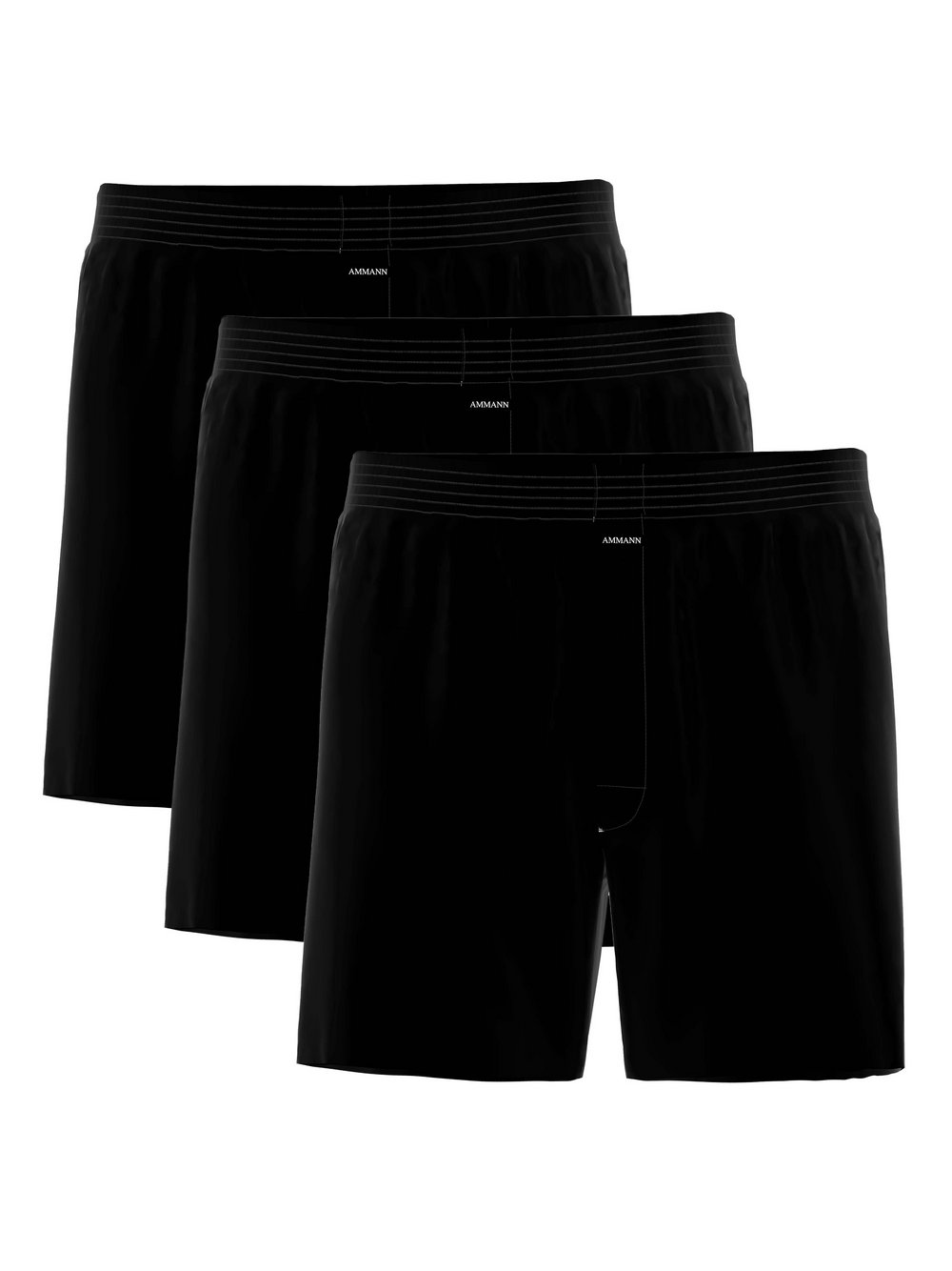 Ammann Boxershort 3er Pack Herren Baumwolle schwarz, L
