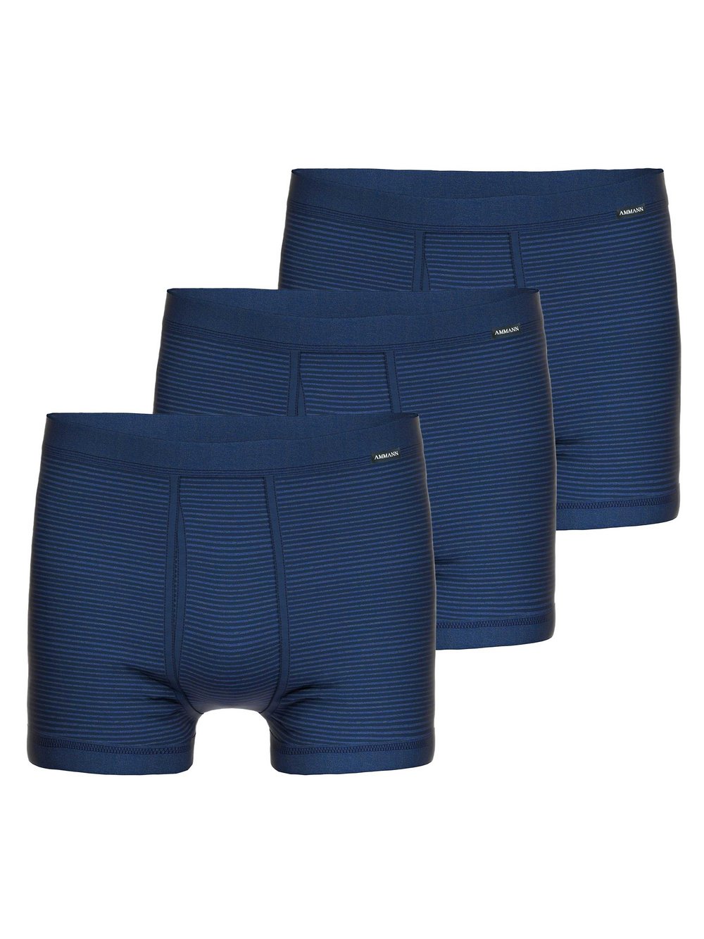 Ammann Boxershort 3er Pack Herren Baumwolle blau gestreift, L